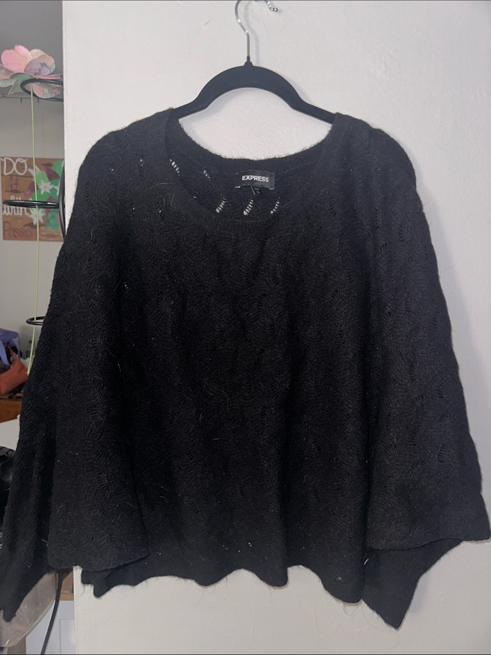 Express Black Crewneck Cable Knit Sweater